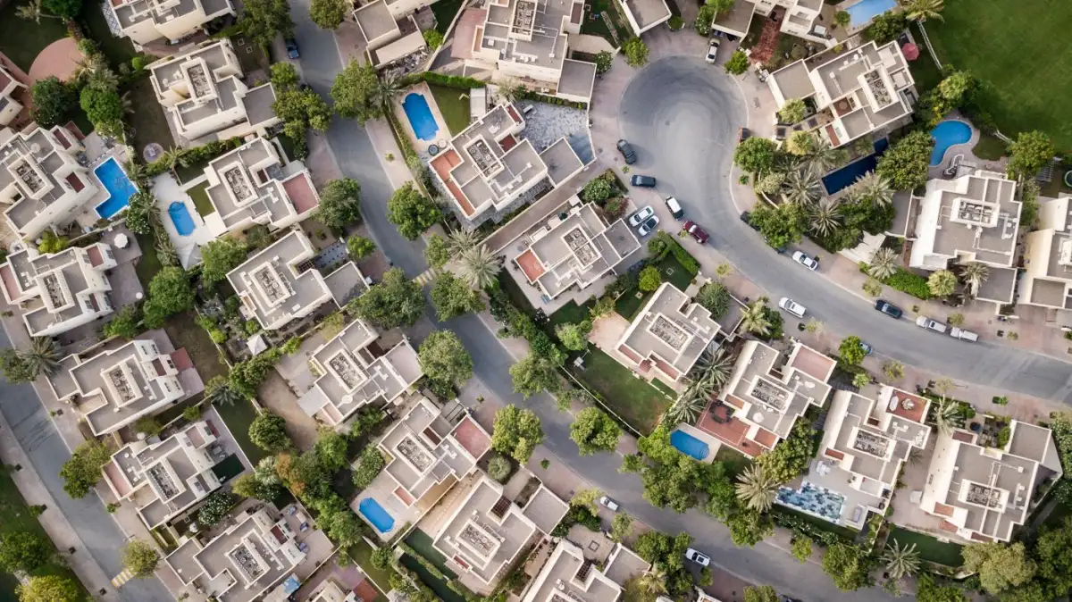 Vue aérienne d'un quartier résidentiel des Hauts-de-Seine